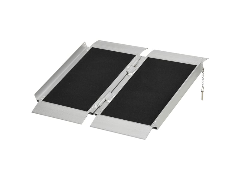 Rampe de fauteuil roulant rampe de chargement rampe d'accès antidérapante pliable avec bordures de sécurité max. 272 kg dim. 65l x 74l cm alu. Noir  - Conforama B