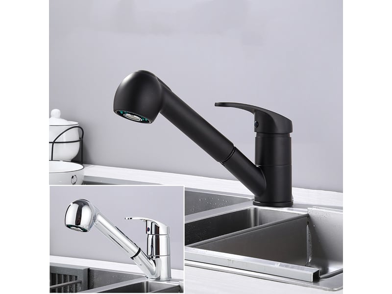 Robinet de cuisine noir avec douchette – mitigeur en acier inoxydable - Conforama B