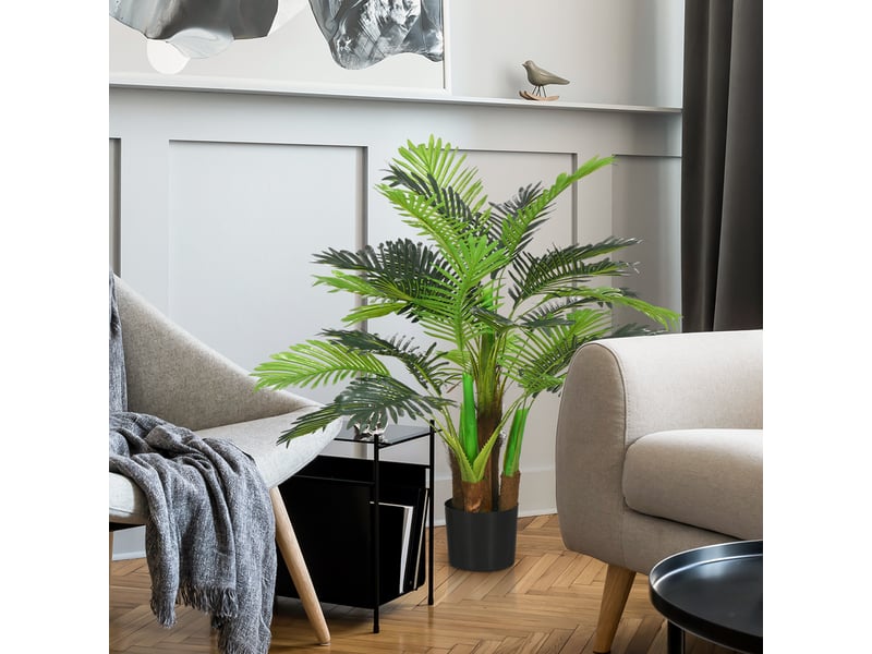  Palmier artificiel h.1 m arbre artificiel tronc branches lichen feuilles grand réalisme pot inclus  - Conforama D