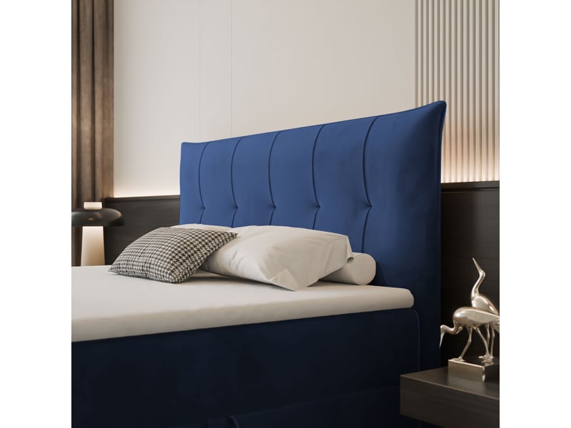 Lit coffre chester - 180x200 cm - avec matelas et surmatelas - velours dense - bleu marine CHESTER - Conforama D