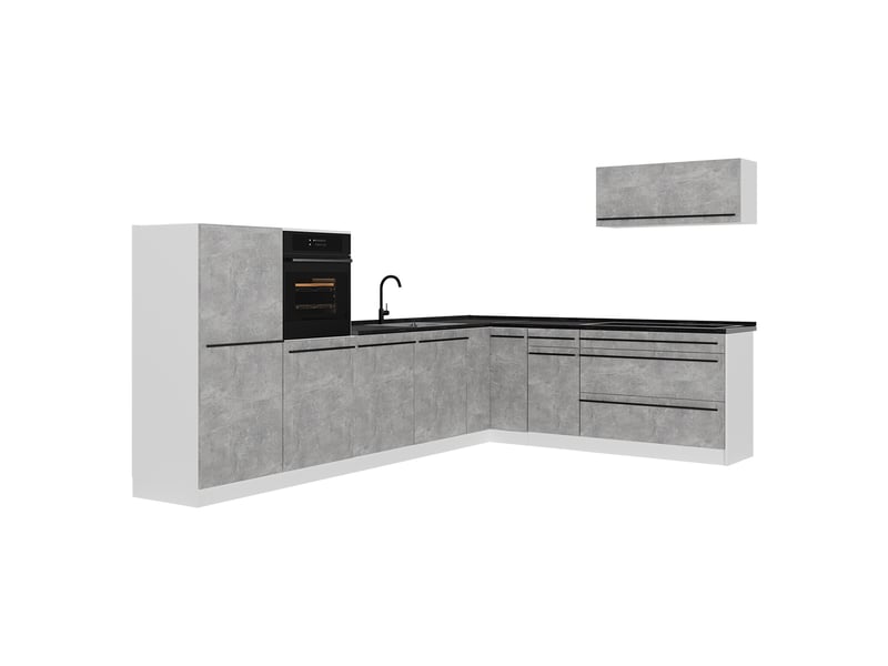 Vicco cuisine en angle, bétonblanc, 327 x cm plan de travail anthracite - Conforama A