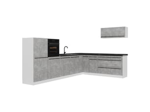 Vicco cuisine en angle, bétonblanc, 327 x cm plan de travail anthracite