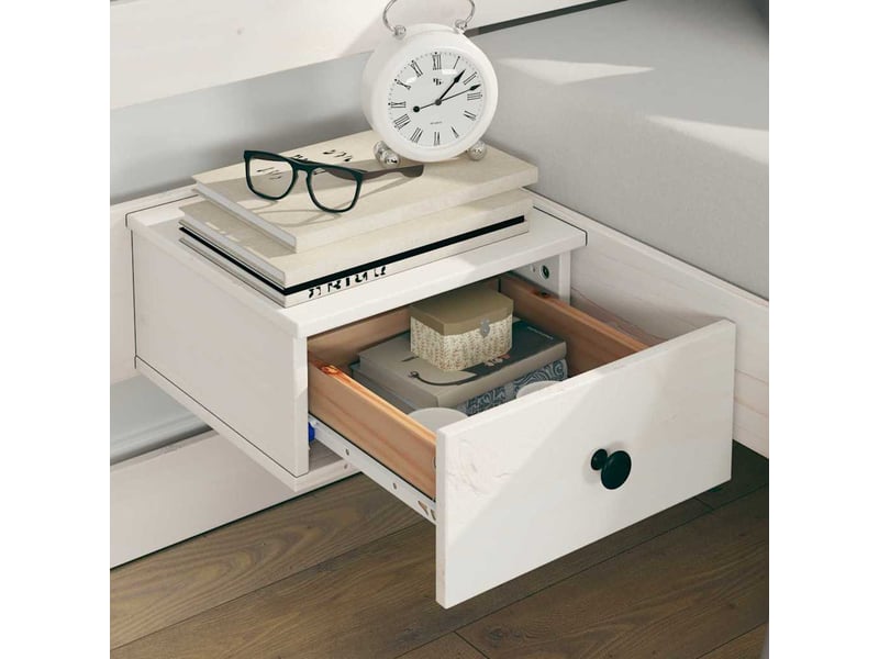 Lit double- lit adulte -  cadre de lit avec tête de lit blanc 135 x 190 cm pin massif  - Conforama B