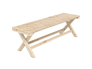 Banc de jardin en bois massif, banquette de jardin avec assise à lattes effet bois, 140 x 40 x 43 cm, bois naturel