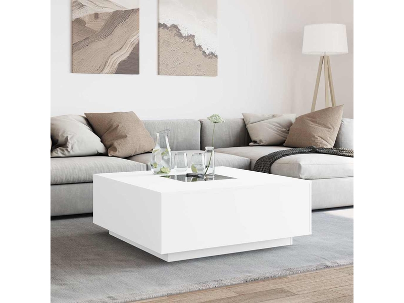 Table basse | table d'appoint salon avec led infini blanc 100x100x40 cm - Conforama D