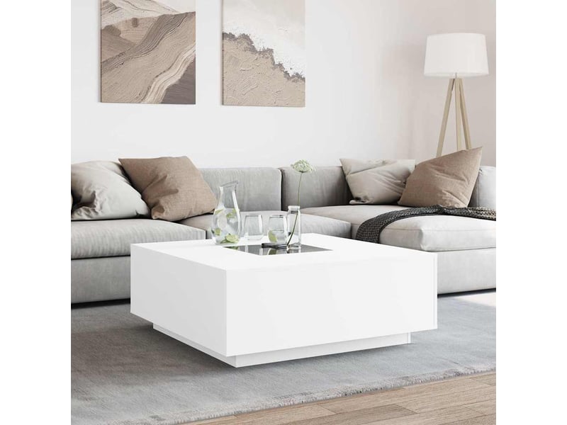  Table basse | table d'appoint salon avec led infini blanc 100x100x40 cm  - Conforama D
