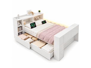 Lit avec rangement 90x200 cm MODERNLUXE   coloris blanc