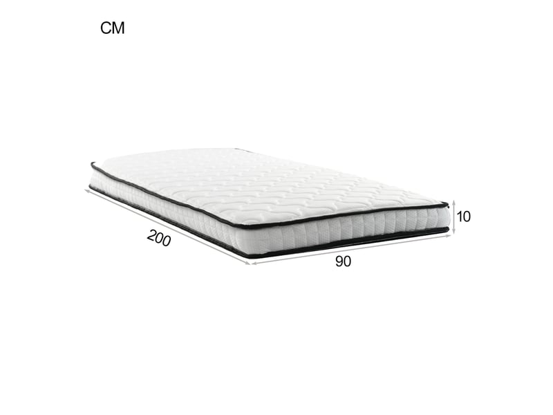  Matelas à ressorts 90x200 cm blanc, épaisseur 10 cm, h3, ergonomique, roulé, ferme, pour lit et canapé-lit  - Conforama C