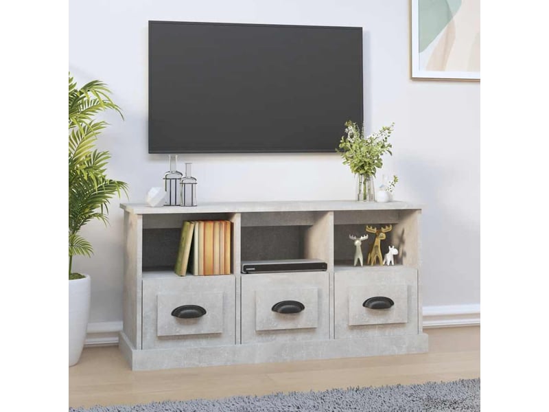  Meuble tv - banc tv - meuble de rangement gris béton 100x35x50 cm bois d'ingénierie  - Conforama B