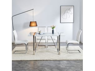 Lot de 2 chaises de salle à manger dossier pu et lin blanc