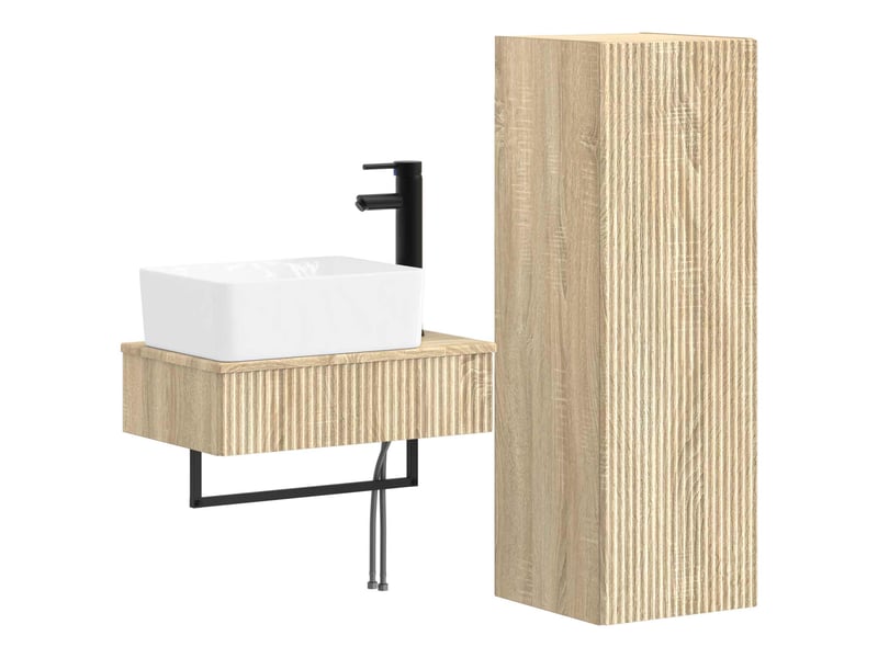 Ensemble de mobilier de salle de bain 2 pcs chêne sonoma shl3352 - Conforama A