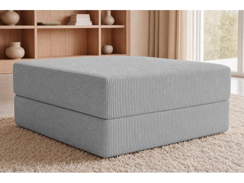  Cosima - pouf en petit velours côtelé gris clair 100x80x34  - Conforama E