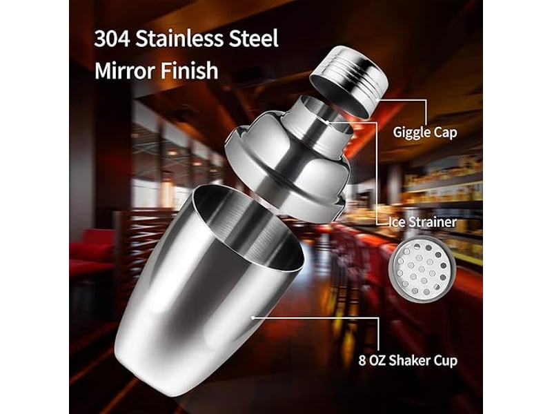  Shaker à cocktail en acier inoxydable, shaker de bar à cocktails, shaker à vin avec passoire et couvercle, 250 ml (8,4 oz) GTR06138 - Conforama C