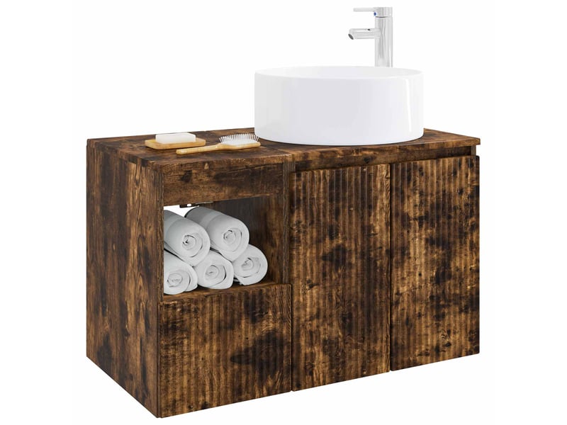  Ensemble de mobilier de salle de bain 2 pc chêne fumé cf64092  - Conforama C