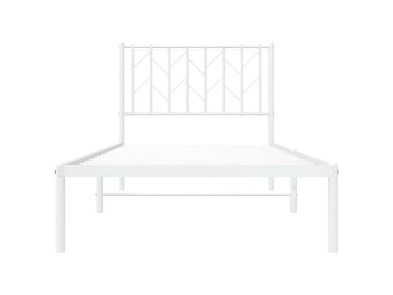  Lit simple- lit adulte -  cadre de lit métal sans matelas avec tête de lit blanc 90x190cm  - Conforama D
