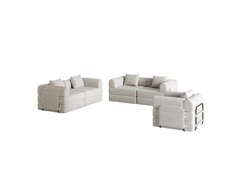  Canapé-lit 2 en 1 en chenille avec rangement dans l’accoudoir, trois cadres métalliques et plusieurs configurations possibles  - Conforama A
