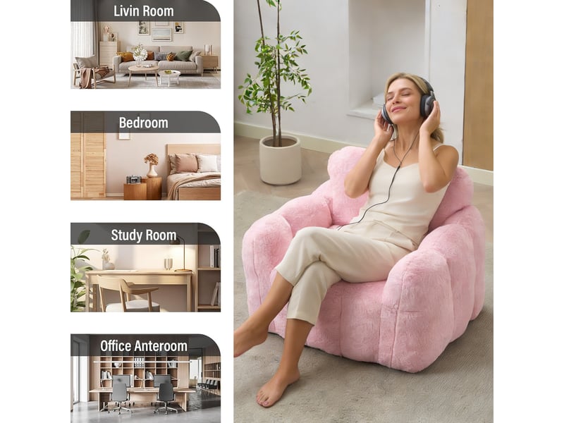 Pouf poire - pouf love, siège pour adultes, prêt à l'emploi sans montage et facile à déplacer, convient aux salons, rose - Conforama D