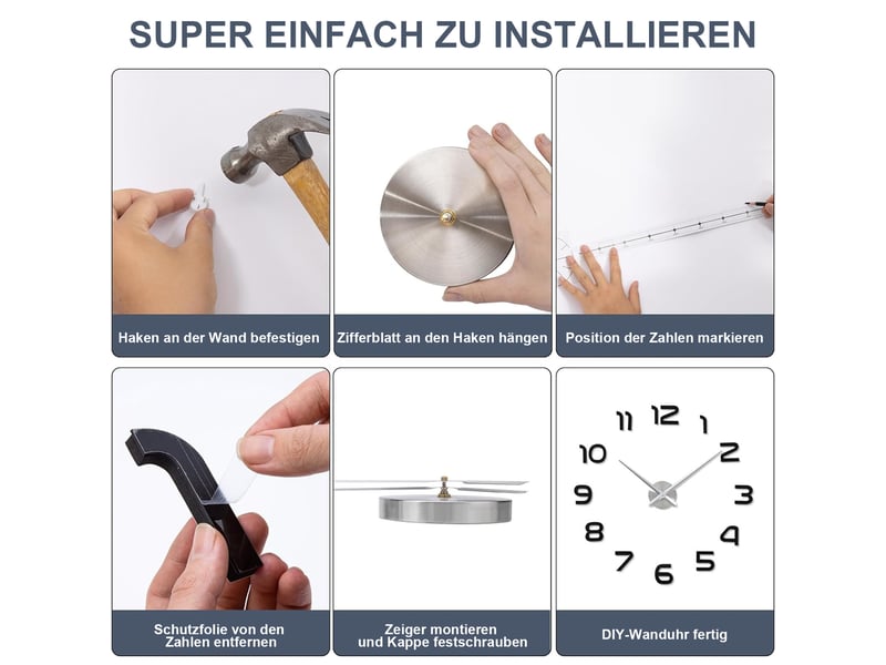  Horloge murale créative – 80x130 cm noir  - Conforama E