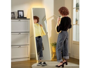 Miroir en pied 150 x 40 cm transparent en métal, led 3 couleurs, mural ou sur pied