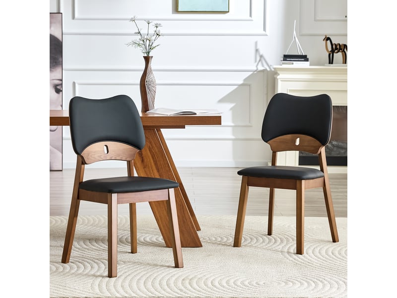 Lot de 2 chaises de salle à manger,51x43x87,5 cm,bois d'hévéa,noir - Conforama B