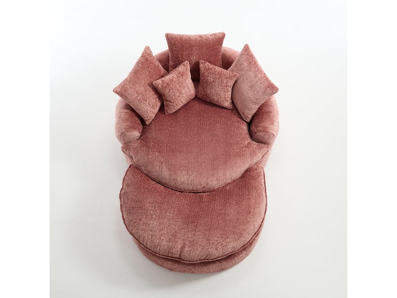  Fauteuil oversize rond 55 pouces en polyester, convertible et réglable, avec coussin  - Conforama E