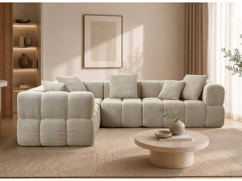  Canapé d'angle réversible en velours texturé taupe rebecca S408-2A2-TAU - Conforama C