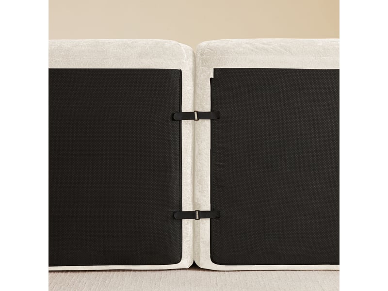  Fauteuil canapé d'angle l modulaire 4 places en chenille beige clair avec repose-pieds et base antidérapante pour salon contemporain  - Conforama W