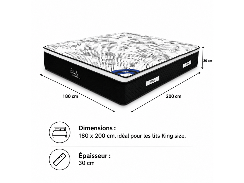  Matelas plaza à ressorts ensachés 180x200 cm épaisseur 30 cm  - Conforama C