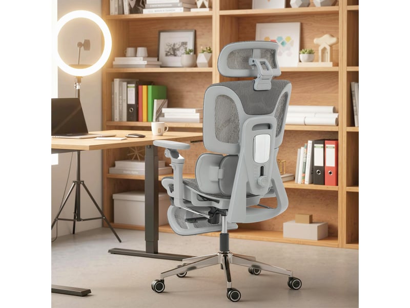  Chaise de bureau ylencourt ergonomique inclinable réglable gris  - Conforama C