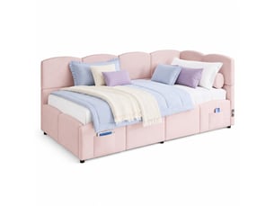 Lit avec rangement 90x200 cm <strong>MAISENTIEL</strong>  <strong></strong> coloris rose