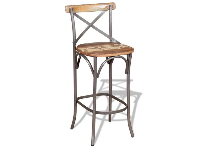  Tabouret de bar, chaise de bar bois de récupération massif  - Conforama B