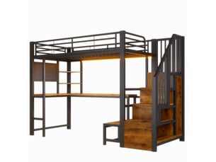 Lit mezzanine 90x200 cm MEUBLIV   coloris noir