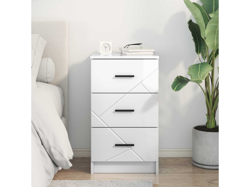  Table de chevet, table de nuit blanc brillant 38 x 38 x 66 cm  - Conforama D