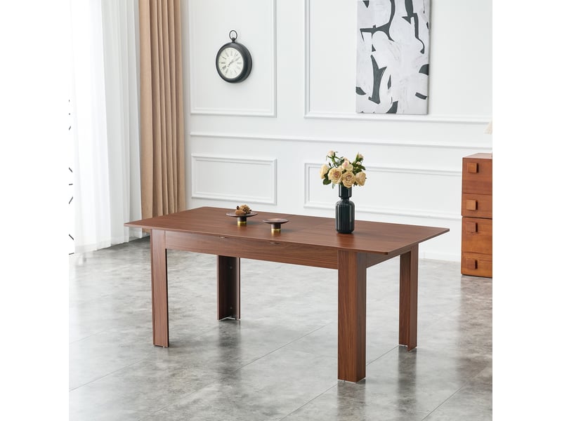 Table de salle à manger extensible avec 2 rallonges et plateau en mdf finition noyer pour cuisine, 220 × 88,5 × 77 cm - Conforama C