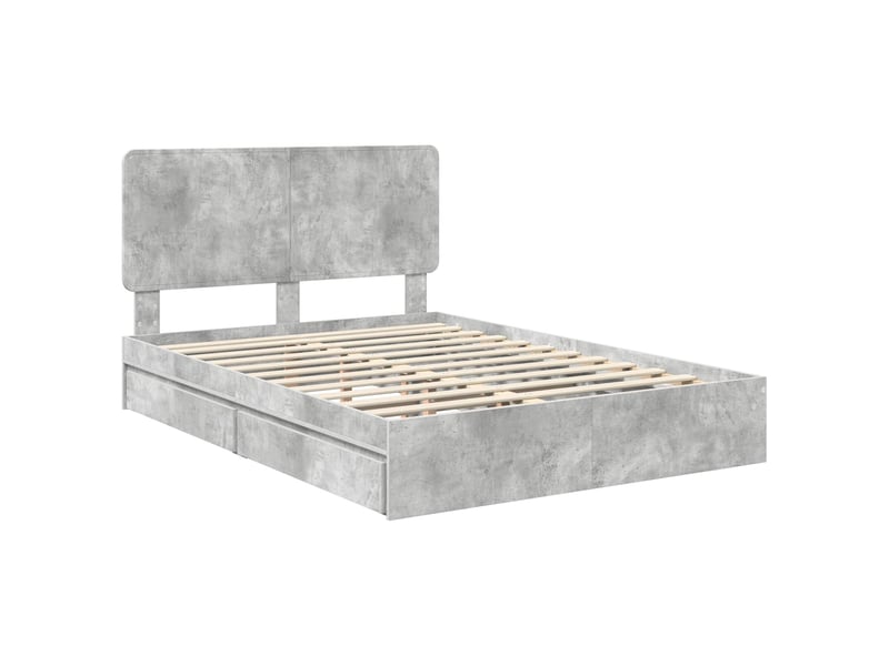 Lit double- lit adulte -  lit de rangement gris béton 150 x 200 cm bois d'ingénierie  - Conforama C
