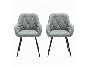 Lot de 2 chaises de salle à manger rembourrées en similicuir gris avec pieds réglables
