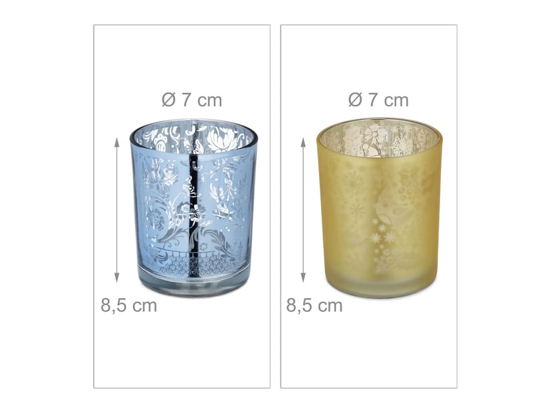  Lot de 12 photophores ronds décoratifs lumineux intérieur extérieur ambiance chaleureuse en verre doré 13_0011634  - Conforama C