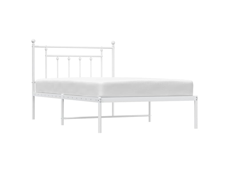  Lit simple- lit adulte -  cadre de lit métal sans matelas et tête de lit blanc 100x200 cm  - Conforama D