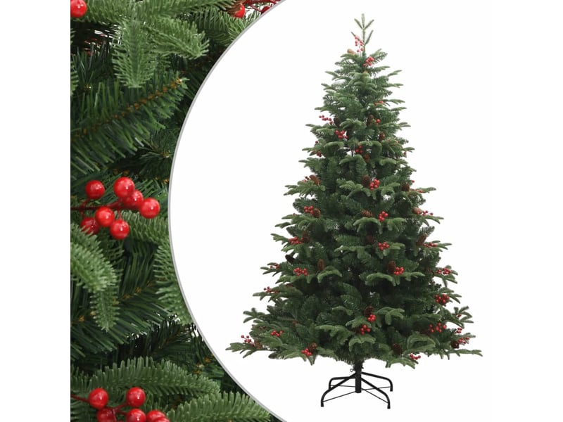  Sapin de noël artificiel, arbre de noël avec pommes de pin et baies 240 cm shl4257  - Conforama B