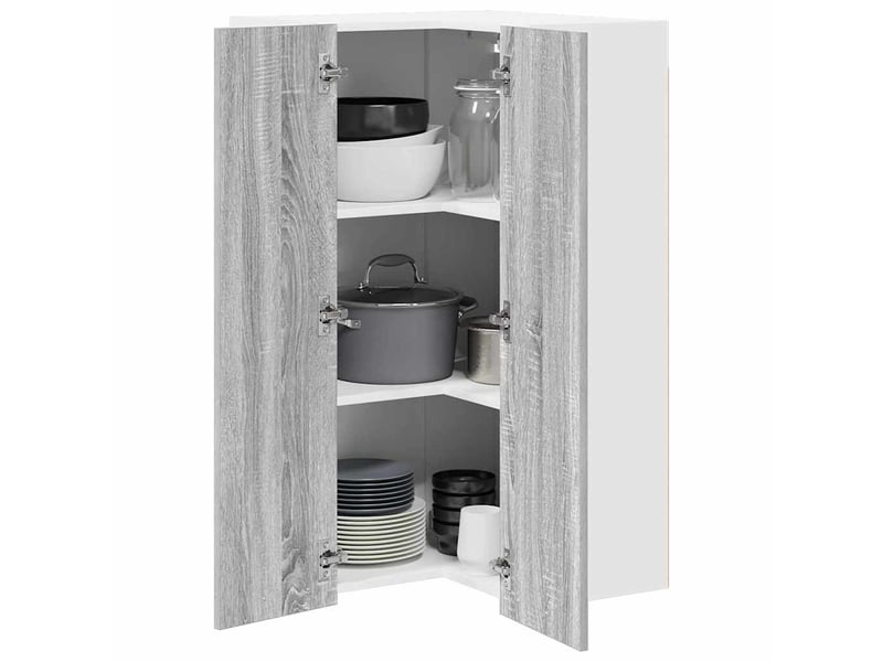  Meuble de rangement, armoire suspendue gris sonoma et blanc 57x57x100cm  - Conforama C
