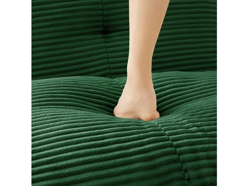  Canapé modulable en u 3 places en velours côtelé vert, sans montage, pour un salon convivial et confortable  - Conforama D