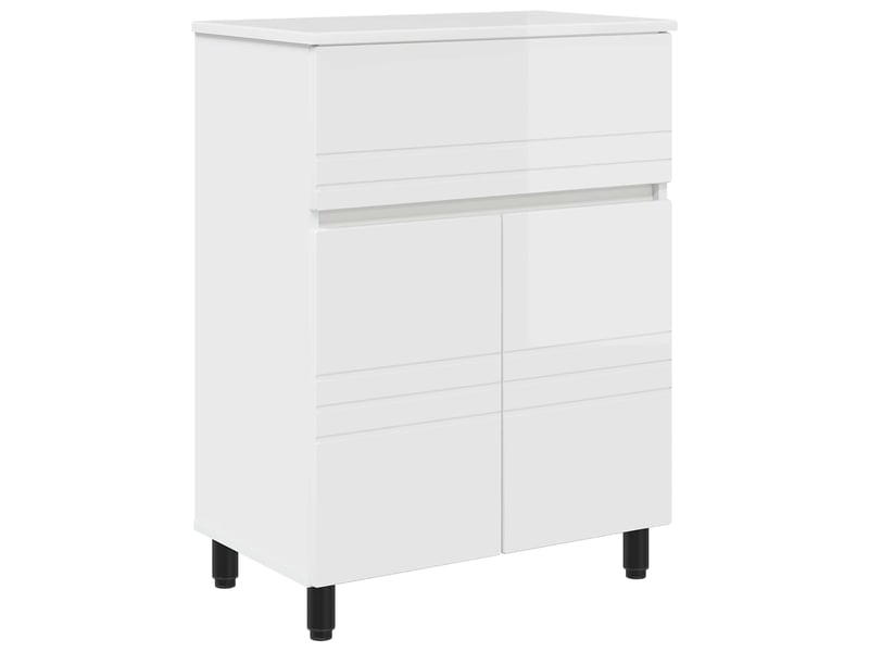  Unité de vanité de salle de bain, meuble de rangement blanc brillant 60x35x80 cm  - Conforama A