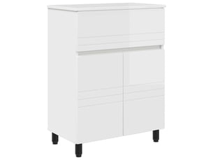 Unité de vanité de salle de bain, meuble de rangement blanc brillant 60x35x80 cm