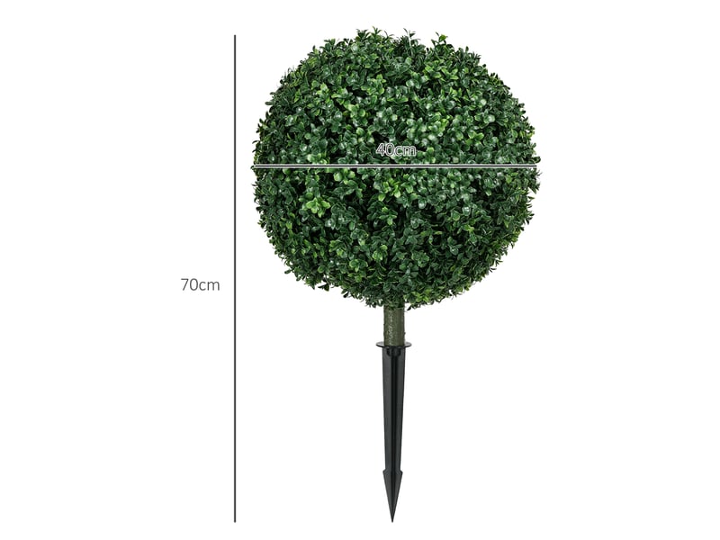  Lot de 2 buis artificiels verts 70 cm avec protection uv et piquets de sol, pour intérieur et extérieur  - Conforama C