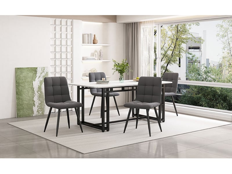  Table de salle à manger 140x80, design luxe moderne table de cuisine, structure métal robuste  - Conforama B