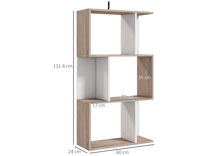  Bibliothèque de bureau moderne en bois, 3 étagères, 60 × 24 × 111,4 cm  - Conforama E