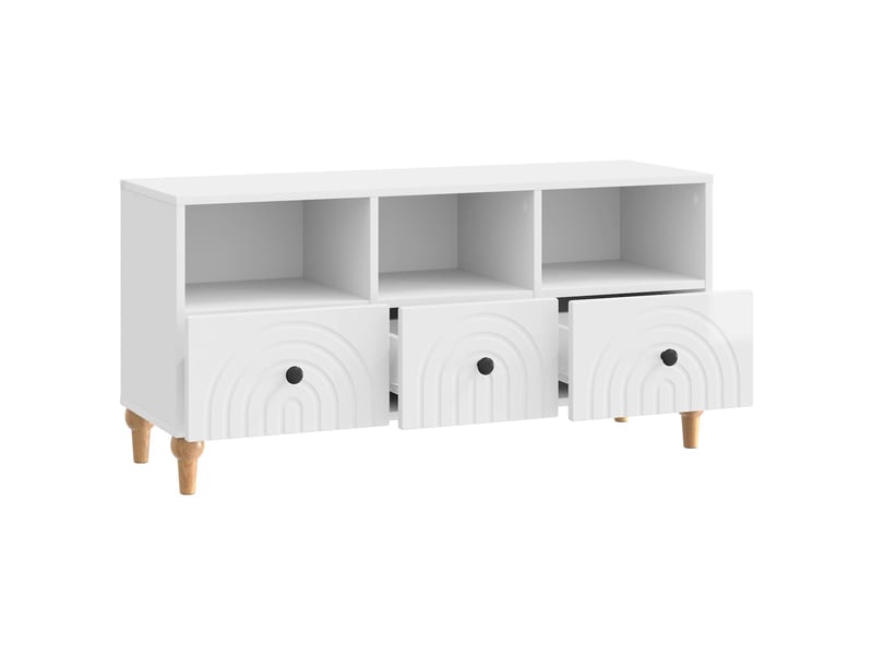  Meuble tv - banc tv - meuble de rangement 102 x 34,5 x 50 cm blanc brillant bois d’ingénierie  - Conforama D