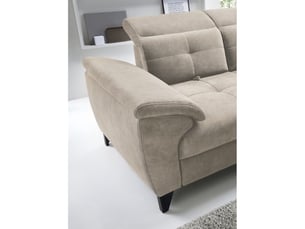 Canapé d'angle beige 5 places angle droit lit d'appoint inferno