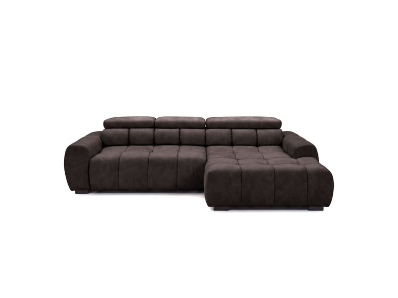  Canapé d'angle aldo avec fonction couchage, côté droit, tissu salvador, marron foncé (04)  - Conforama D