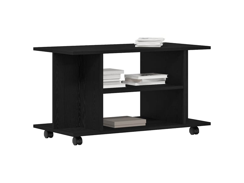  Meuble tv - banc tv - meuble de rangement à roulettes en chêne noir 80x40x45 cm bois d'ingénierie  - Conforama D